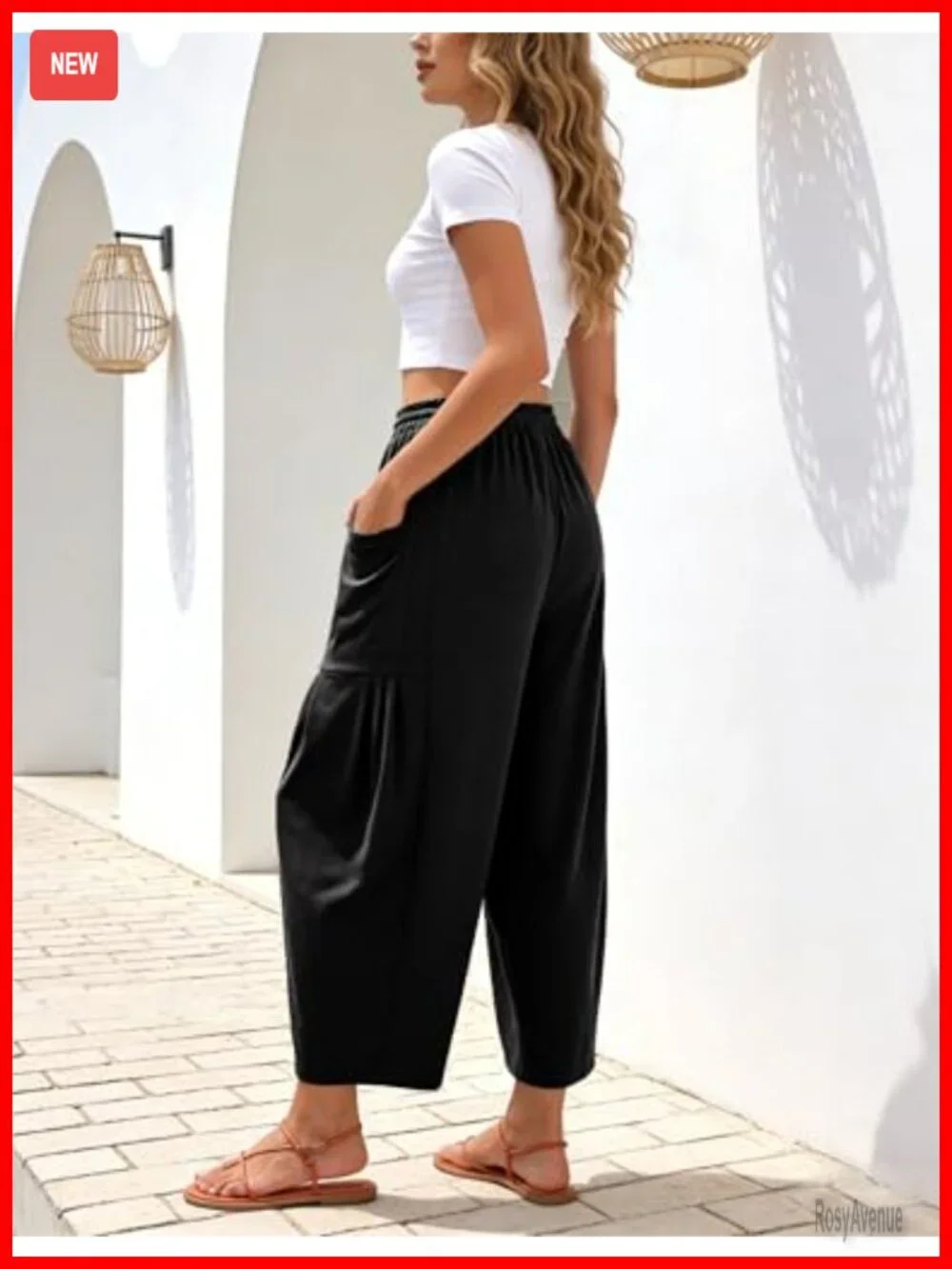 Womens Casual Wide Leg Palazzo Pants Drawstring Elastic Waist Lounge Trousers